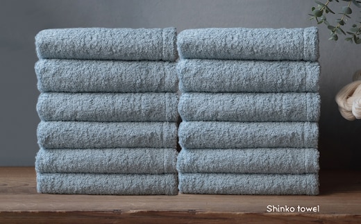 【TVで紹介！】おぅ！え～やん フェイスタオル（ブルー）12枚【泉州タオル 国産 吸水 普段使い 無地 シンプル 日用品 家族 ファミリー】 G3496