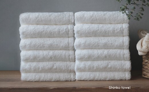 【TVで紹介！】おぅ！え～やん フェイスタオル（ホワイト）12枚【泉州タオル 国産 吸水 普段使い 無地 シンプル 日用品 家族 ファミリー】 G3497