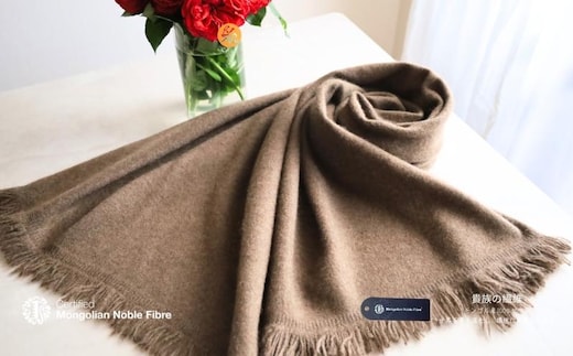 『Noble Fibre』100％ヤク・大判ストール ベージュ【高級 おしゃれ ファッション カシミア より暖かい 防寒】 G3339