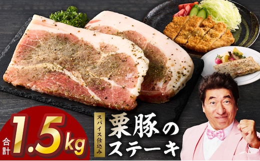栗豚 ステーキ 1.5kg【オリジナルスパイス仕込み 小分け 1パック2枚入 300g×5P 豚肉 焼くだけ】 G3346