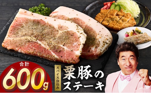 栗豚 ステーキ 600g【オリジナルスパイス仕込み 小分け 1パック2枚入 300g×2P 豚肉 焼くだけ お試し】 G3443