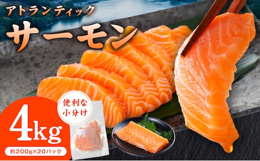アトランティックサーモン 4kg【小分け 200g×20P 柵切り 刺身 魚介 海鮮 さーもん 生食】 G3552