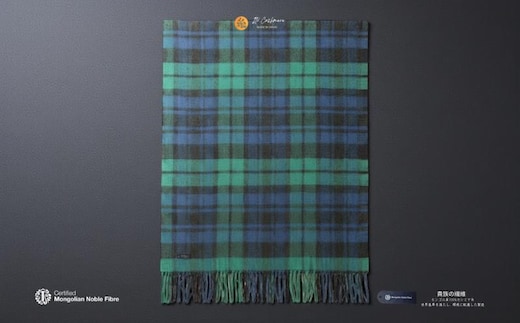 『Noble Fibre』100％カシミヤ・大判ストール ブラックウオッチ＆チェック フリンジ付き【高級 カシミア おしゃれ ファッション 防寒 かしみあ】 G3566