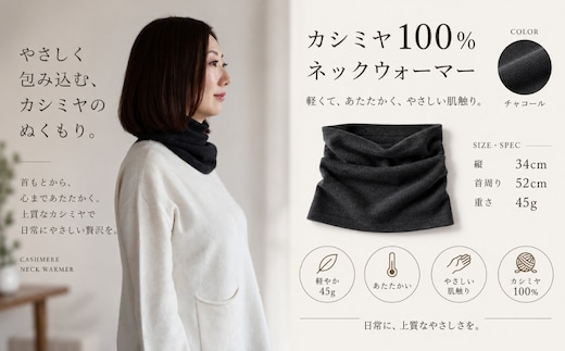 100％ピュアカシミヤ・スヌード・ネックウォーマー チャコール【高級 カシミア おしゃれ ファッション 防寒 かしみあ】 G3578