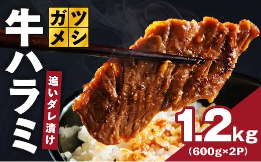 ガツめし牛ハラミ 1.2kg 追いダレ漬け【焼肉 600g×2P はらみ ハラミ 牛肉 訳あり サイズ不揃い】 G4018