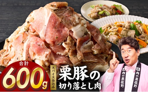 栗豚 切り落とし 600g【オリジナルスパイス仕込み 小分け 300g×2P 豚肉 焼くだけ お試し 普段使い】 G5296