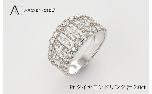 ARC-EN-CIEL プラチナ ダイヤリング（計 2.0ct）【鑑別書付き ジュエリー プレゼント ギフト ファッション アクセサリー 贈り物 贈答 お祝い 記念日】 J005-4