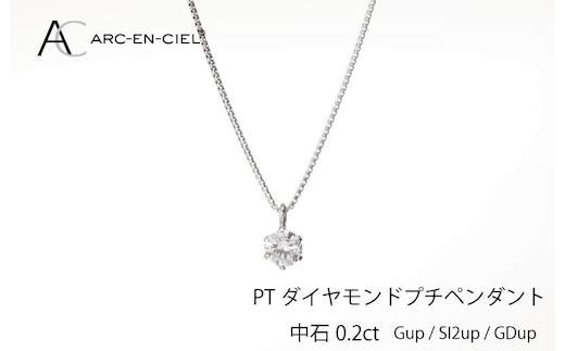 アルカンシェル プラチナ ダイヤ プチペンダント（計0.2ct）【鑑別書付き ジュエリー プレゼント ギフト ファッション アクセサリー 贈り物 贈答 お祝い 記念日】 J013-4