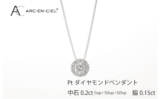アルカンシェル プラチナ 中石ダイヤペンダント（計0.2ct）【鑑別書付き ジュエリー プレゼント ギフト ファッション アクセサリー 贈り物 贈答 お祝い 記念日】 J014-4