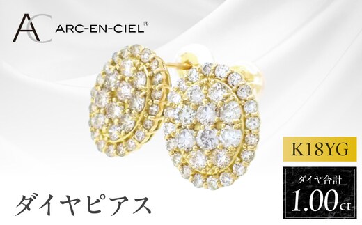 アルカンシェル K18YGダイヤピアス（計 1.0ct）【鑑別書付き ジュエリー プレゼント ギフト ファッション アクセサリー 贈り物 贈答 お祝い 記念日】 J023-4