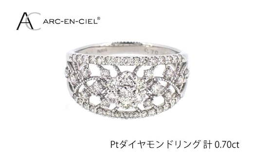 ARC-EN-CIEL プラチナ ダイヤリング(計 0.70ct)【鑑別書付き ジュエリー プレゼント ギフト ファッション アクセサリー 贈り物 贈答 お祝い 記念日】 J032-4