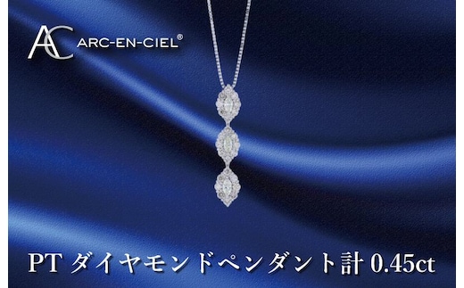アルカンシェル プラチナダイヤペンダント ダイヤ計0.45ct【鑑別書付き ジュエリー プレゼント ギフト ファッション アクセサリー 贈り物 贈答 お祝い 記念日】 J051-4