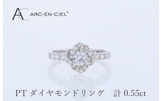 ARC-EN-CIEL プラチナ ダイヤリング 計0.55ct【鑑別書付き ジュエリー プレゼント ギフト ファッション アクセサリー 贈り物 贈答 お祝い 記念日】 J057-4