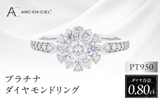 ARC-EN-CIEL プラチナ ダイヤリング 計0.8ct【鑑別書付き ジュエリー プレゼント ギフト ファッション アクセサリー 贈り物 贈答 お祝い 記念日】 J062-4