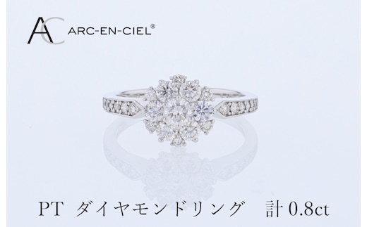 ARC-EN-CIEL プラチナ ダイヤリング 計0.8ct【鑑別書付き ジュエリー プレゼント ギフト ファッション アクセサリー 贈り物 贈答 お祝い 記念日】 J062-4