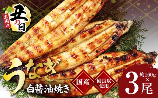 【土用の丑の日までにお届け】国産うなぎ 白醤油焼き 合計480g【160g×3尾 せいろ蒸し 備長炭 鰻 ウナギ 手焼き レンジ 温めるだけ 簡単調理】 kgp0042-1d
