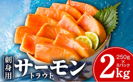 お刺身用 サーモン トラウト 2kg【小分け 約250g×8P ポーション ブロック 柵 訳あり サイズ不揃い さーもん 数量限定】 kgp0049-1