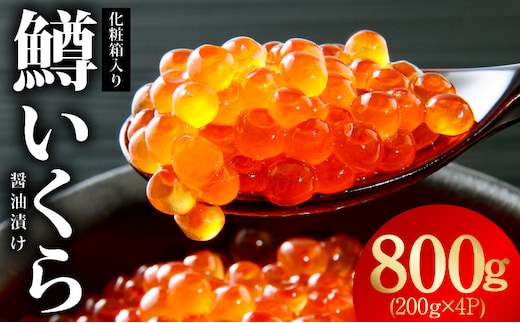 鱒いくら 醤油漬け 800g 化粧箱入り【小分け 200g×4P 鱒卵 いくら イクラ 冷凍 海鮮丼 醤油仕立て】 kgp0176