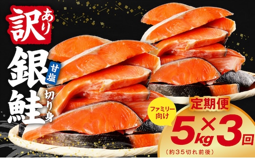 【定期便】銀鮭 切り身 5kg(約35切れ前後) 全3回【訳あり 規格外 甘塩 バラ凍結 海鮮 魚介 鮭 さけ しゃけ お弁当 朝食 おかず 簡単調理 家計応援】 kgpZ040