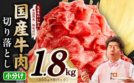 国産牛 切り落とし 1.8kg 小分け 300g×6P【氷温熟成×極味付け 国産 牛肉 訳あり サイズ不揃い カレー 牛丼 野菜炒め 肉じゃが スピード発送】 mrz0364