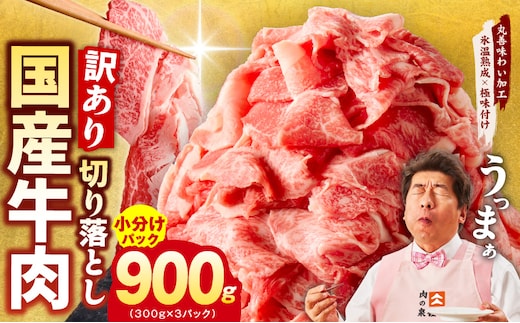 【TVで紹介！】国産牛 切り落とし 900g 小分け 300g×3P【国産 牛肉 氷温熟成×極味付け 訳あり サイズ不揃い カレー 牛丼 野菜炒め 肉じゃが 家計応援】 mrz0260