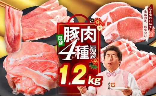 国産 豚肉 4種 総量 1.2kg【300g×4P 氷温熟成×極味付け 小分け ぶたにく 普段使い 野菜炒め】 mrz0247