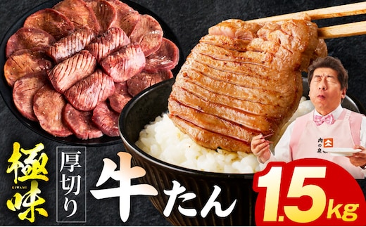 厚切り牛たん 1.5kg【氷温熟成×旨塩ダレ 味付き 訳あり サイズ不揃い 500g 小分け 焼くだけ 焼肉】 mrz0284
