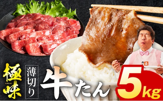 薄切り牛たん 5kg【氷温熟成×旨塩ダレ 味付き 訳あり サイズ不揃い 500g 小分け 焼くだけ 焼肉】 mrz0297