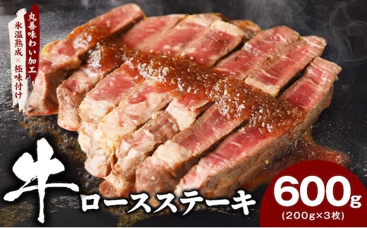 牛肉 ロースステーキ 600g【氷温熟成×極味付け 約200g×3枚 訳あり サイズ不揃い 小分け 焼くだけ】 mrz0349