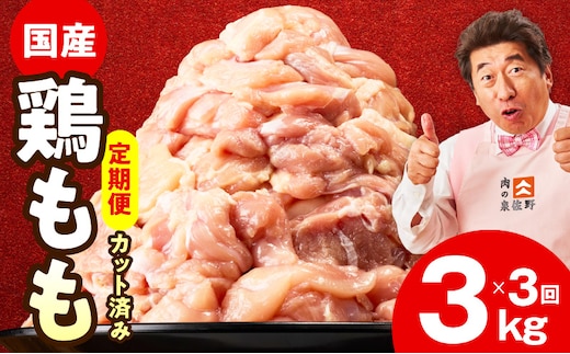 【カット済み】国産 鶏もも肉 定期便 3kg 全3回【氷温熟成×極味付け 小分け とり もも 簡単調理 唐揚げ 親子丼 家計応援 毎月配送コース】 mrzZ040