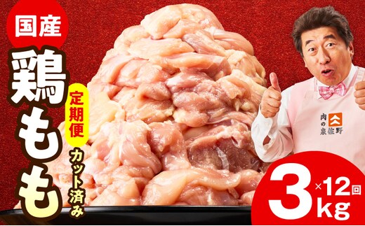 【カット済み】国産 鶏もも肉 定期便 3kg 全12回【氷温熟成×極味付け 小分け とり もも 簡単調理 唐揚げ 親子丼 家計応援 毎月配送コース】 mrzZ042
