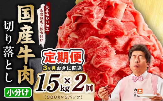 【分けて届く定期便】国産牛 切り落とし 1.5kg 小分け 300g×5P【氷温熟成×極味付け 国産 牛肉 訳あり サイズ不揃い カレー 牛丼 野菜炒め 肉じゃが 全2回】 mrzZ104