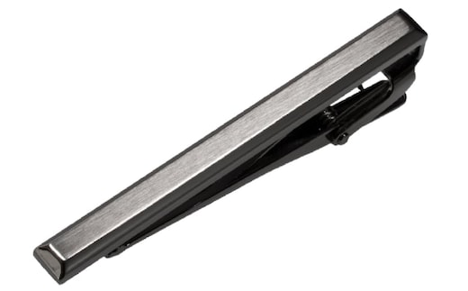 ４面カットネクタイピン ブラックシルバー G2969