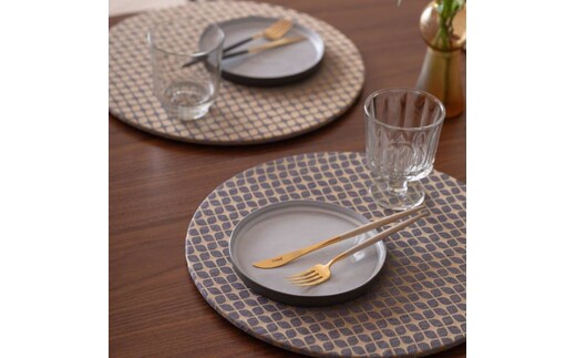 丸形ランチョンマット Calm Round Luncheon mat／カルム プレイスマットなし スノー インディゴ wsg0044