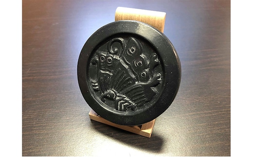 姫路城紋瓦石鹸（池田輝政）飾り台付 雑貨 日用品 民芸品 工芸品 インテリア 