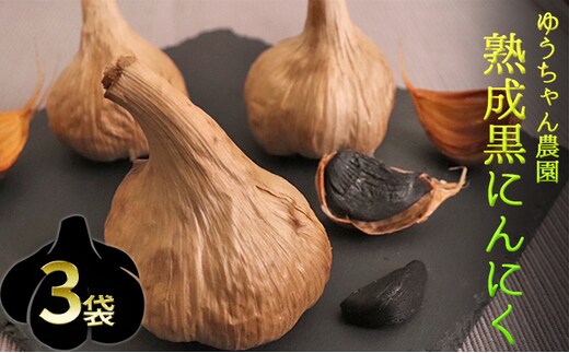 ゆうちゃん農園熟成黒にんにく M玉3個入×3袋［ 無化学肥料 無添加 有機栽培 安全 安心 国産ニンニク ］ 野菜 加工食品 美容 