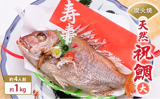 炭火焼 天然祝鯛（大）約1kg 【約4人前】 / 焼鯛 尾頭付き 魚貝類 タイ 真鯛 