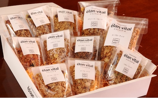 手作り グラノーラ 11個セット フルーツ ナッツ ココナッツ バナナ レーズン ベリー チョコ エランヴィタール ／ 朝食 白砂糖不使用 お中元 お歳暮 母の日 ギフト ／ 【雑穀・加工食品・お菓子・詰合せ・シリアル】 オーツ麦 