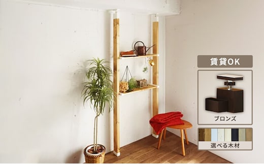 インテリア LABRICO 棚 セット M ワンバイエイト アジャスター ブロンズ 平安伸銅工業 ツーバイ材 ツーバイフォー 棚板 棚受け 壁 壁面 壁面収納 家具 収納 DIY 突っ張り つっぱり棚 固定 賃貸 ウッド 木 木材 平安伸銅 兵庫 兵庫県 姫路 姫路市バークグレー