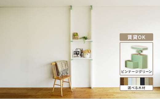 インテリア LABRICO 棚 セット S アジャスター ヴィンテージグリーン 平安伸銅工業 ツーバイ材 ツーバイフォー 棚板 棚受け 壁 壁面 壁面収納 家具 収納 DIY 突っ張り つっぱり棚 固定 賃貸 木 木材 平安伸銅 ラブリコ 兵庫 兵庫県 姫路 姫路市ラスティック・パイン