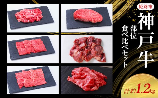 【神戸牛】部位食べ比べセット 計約1.2kg しゃぶしゃぶ・ステーキ・焼肉・煮込み