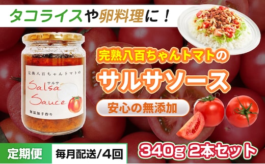 【定期便・全4回】サルサソース 340g 2本セット ×4回｜国産 姫路産 八百ちゃんトマト 着色料・保存料不使用