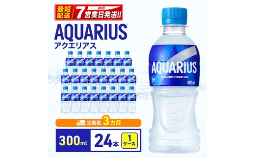 アクエリアス 定期便 3ヶ月 アクエリ 300ml 1ケース 24本 セット 詰め合わせ ペットボトル