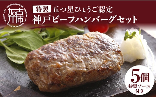五つ星ひょうご認定特製神戸ビーフハンバーグセット（100g×5個入り）【2401I00601】