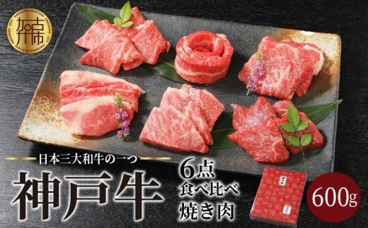 自社牧場直送神戸牛6点食べ比べ焼肉（600g）【2403A00104】