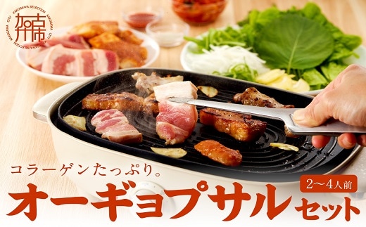 【コラーゲンたっぷり！】オーギョプサル(皮付豚肉)味噌、塩セット(2～4人前)《 肉 豚肉 豚 オーギョプサル 自家製キムチ 巻き野菜付き セット 》【2302A09911】
