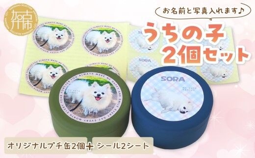 うちの子2個セット オリジナルプチ缶2個+シール2シート 《 犬 ケア 缶 セット 詰め合わせ オリジナル シール 》【2400N13304】