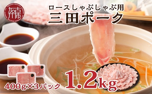 三田ポーク ロースしゃぶしゃぶ用 1.2kg(400ｇ×3パック）《 鍋 お鍋 しゃぶ肉 豚肉 ふるさと納税 セット ロースしゃぶしゃぶ 小分け 豚しゃぶ しゃぶしゃぶ肉 》【2401A00210】