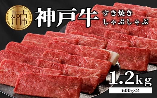 神戸牛しゃぶしゃぶ・すきやき1.2kg(600ｇ×2)《 鍋 お鍋 牛しゃぶ 牛すき すき焼き しゃぶしゃぶ 神戸牛 1.2kg 国産 送料無料 お取り寄せ 牛肉 小分けタイプ 美味しい おすすめ 》【2404A00216】