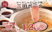 三田ポーク ロースしゃぶしゃぶ用 1.2kg(400ｇ×3パック）《 鍋 お鍋 しゃぶ肉 豚肉 ふるさと納税 セット ロースしゃぶしゃぶ 小分け 豚しゃぶ しゃぶしゃぶ肉 》【2401A00210】